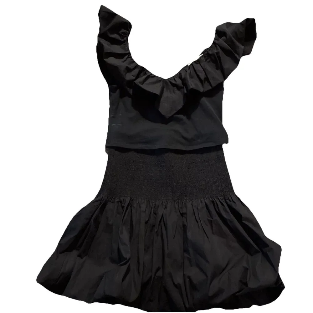 Mare Mare x Anthropologie Women’s Black Off Shoulder Top Skirt Set XS Puff